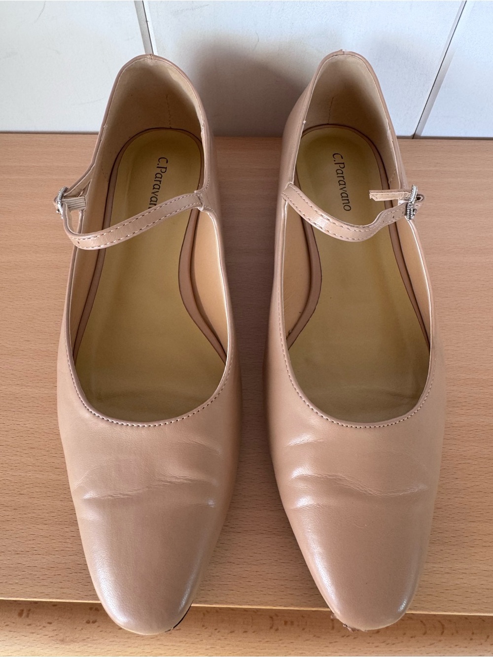 C.Paravano Nude Mary Jane Ballet Flats